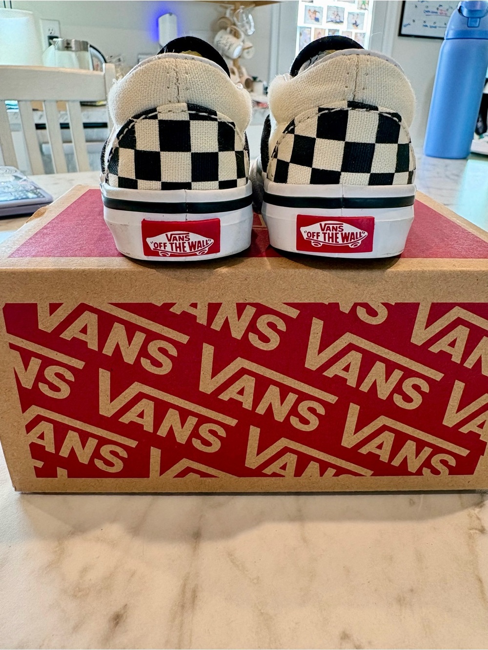 Vans Kids Checkerboard Slip-On in Black and White - Picture 5 of 7